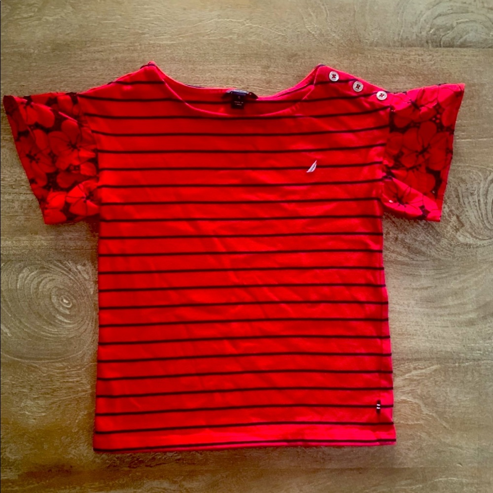 Girls Nautica flared shoulder top